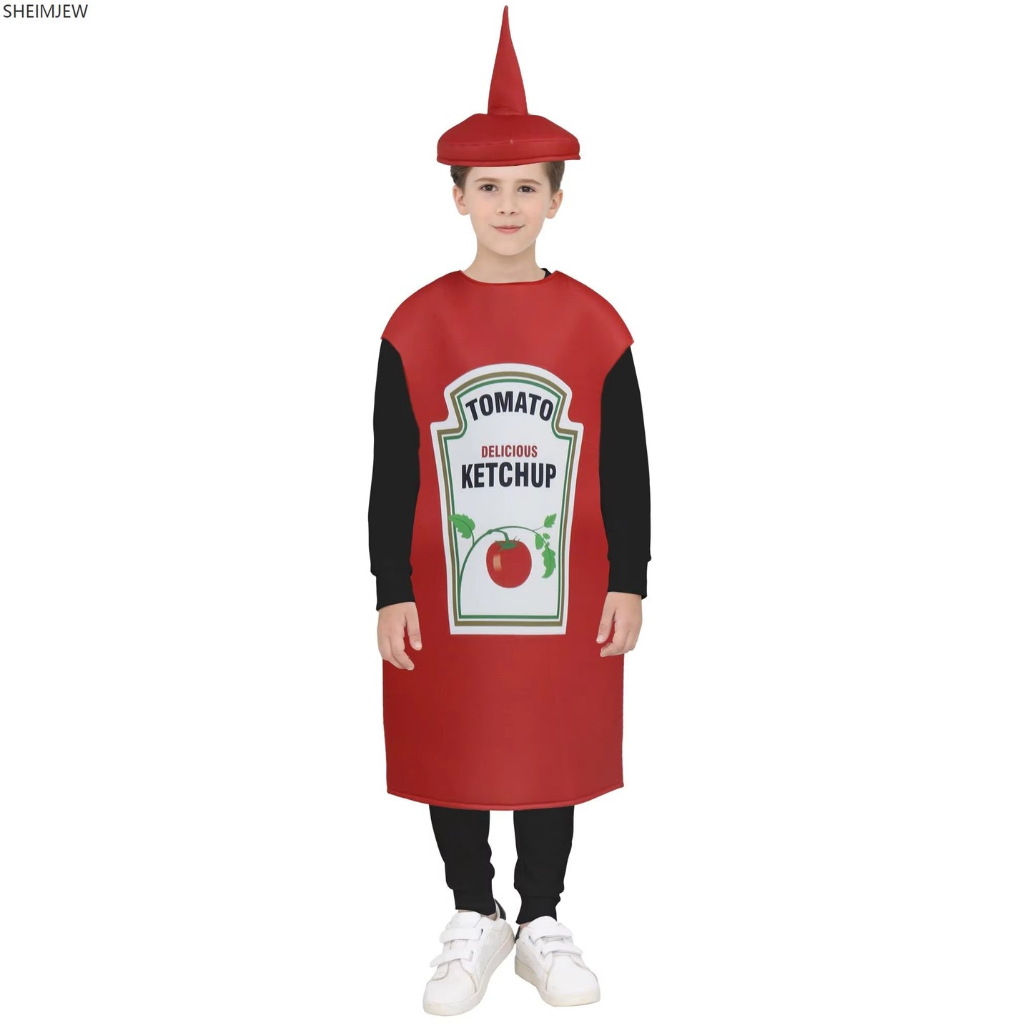 Halloween Funny Ketchup Salad Sauce Cosplay Costumes Adult Unisex Food Party Stage Show Fancy Dress Carnival Bar Mascot Dress Up