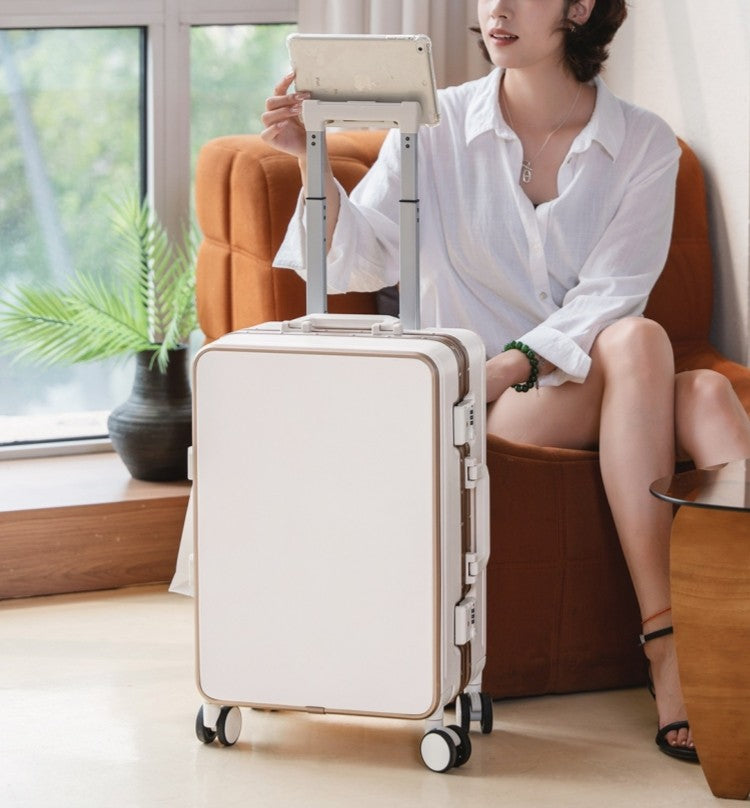 Nova Mala de Alta Qualidade 20" de Bordo para Viagem Trolley Bag Estrutura de Alumínio Atualizada com Trava Bagagem de Rodinhas Material ABS+PC