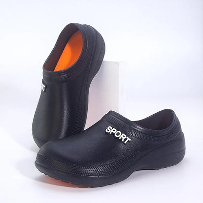 2025 New Kitchen Shoes Non-Slip Oil-Resistant Chef Rain Shoes Restaurant Food Work Shoes Comfortable EVA Material for Men
