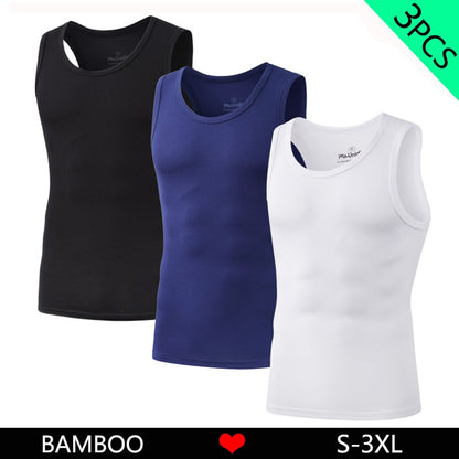 3Pcs/Pack Solid Color Men's Tank Top Sleeveless Undershirts Men Vest Gym T-Shirt High Quality Bamboo Fiber Man Singlets Sports