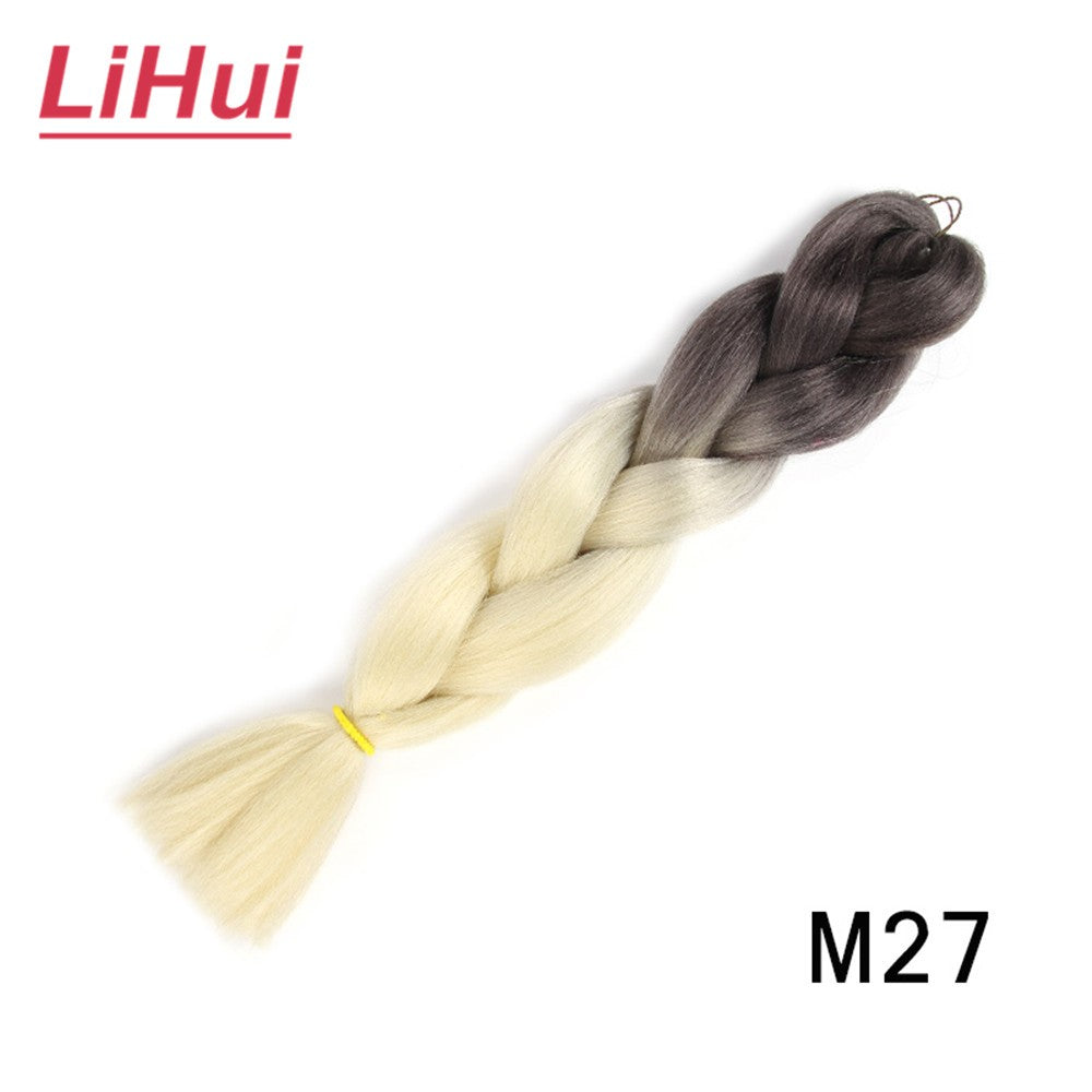 Cabelo Sintético Trança Jumbo 24 Polegadas Ombre Jumbo Extensão de Cabelo para Mulheres Tranças DIY Roxo Rosa Amarelo Cinza Lihu