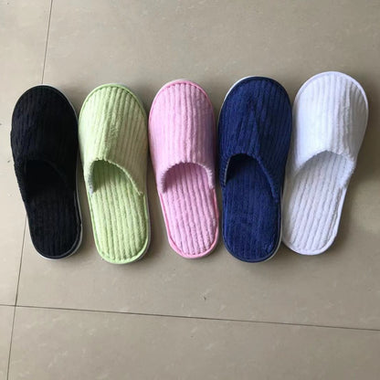 5 Pairs/Lot Mix Colors Men Women Disposable Hotel Slippers Cotton Slides Home Travel SPA Slipper Hospitality Cheap Footwear