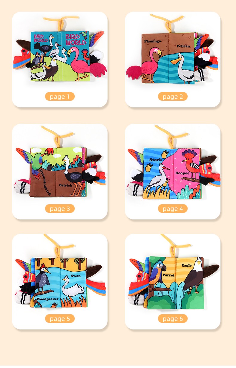 Baby Cloth Book Baby Toys 0-3 Year Old Infant Early Education Toys 6 Pages Cloth Book