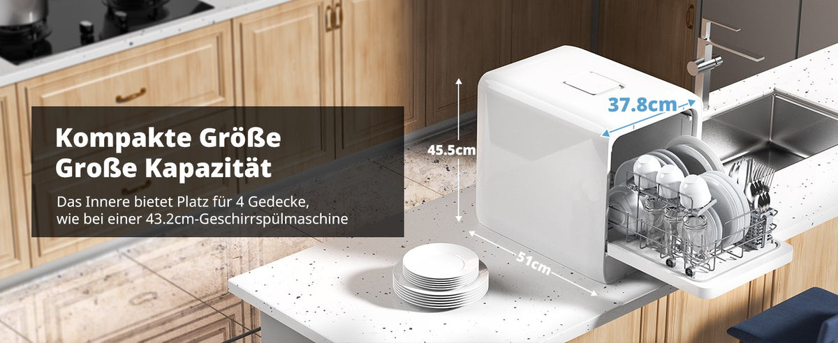 Smart Countertop Dishwasher, Touch Screen Compact Dishwasher, Quick Wash Portable Electric Dishwasher for Home Kitchen