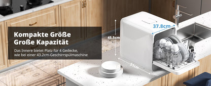 Smart Countertop Dishwasher, Touch Screen Compact Dishwasher, Quick Wash Portable Electric Dishwasher for Home Kitchen