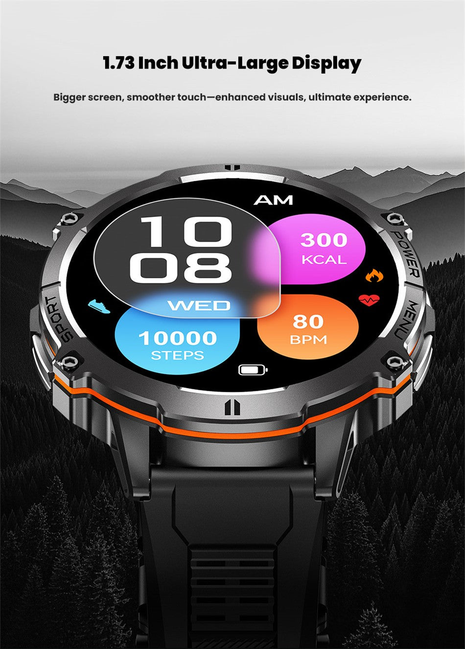 Smartwatch T-Rex 3 Militar Bateria 1000mAh 10ATM À Prova D'água GPS Bússola Altímetro Chamada AMOLED Masculino Natação Esportes