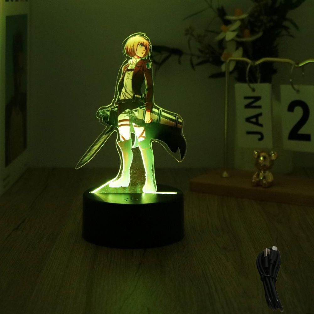 Anime Figures Attack on Titan 3D Lamp LED Night Light RGB16 Colors Lamps Remote Standing Sign Decor Bedroom Home Kids Toys Gifts