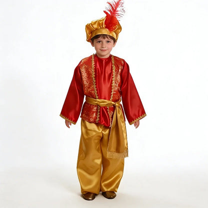 Boys India Arab Aladdin Cosplay Lamp genie costume Masquerade Party Halloween Carnival Party Costumes Arabian Prince Costume