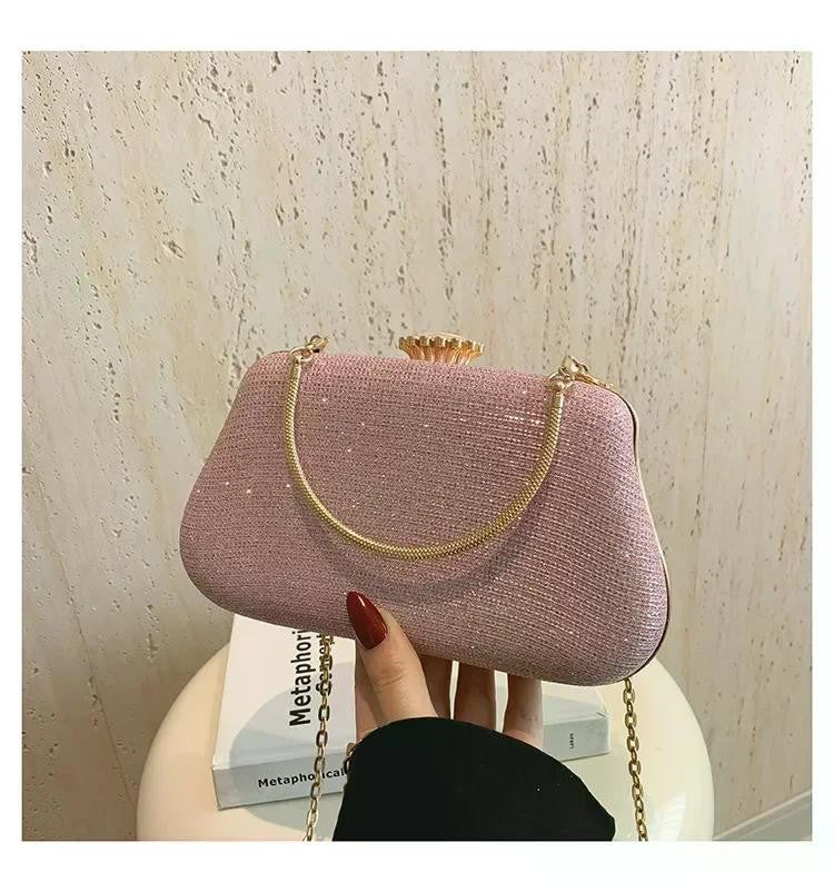Luxury High Design Women Evening Bag Brand Party Banquet Glitter Bag for Ladies Wedding Clutch Handbag Shoulder Bag Chain Bolsas