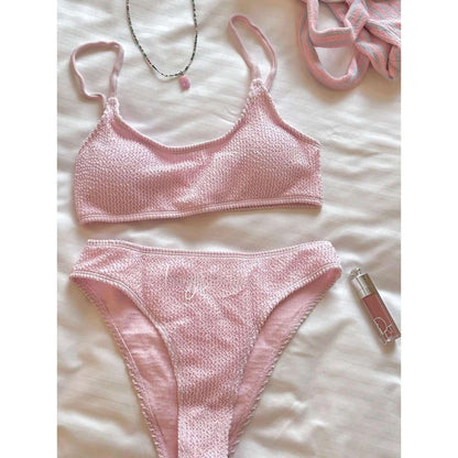 Multicolor Korean Japanese Style Bikini Set Women's Holiday Swimwear Girl's Color Separate Design Fashionable Beachwear