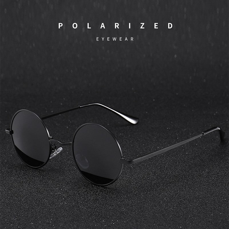 Retro Vintage Round Polarized Sunglasses Men Brand Designer Sun Glasses Women Alloy Metal Frame Black Lens Eyewear Driving UV400