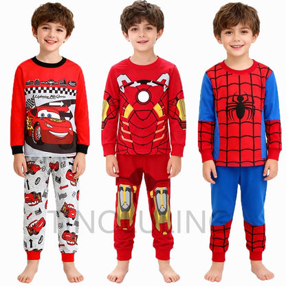 Autumn Kids McQueen Boutique Pajamas Sets 100% Pure Cotton Mickey Minnie Elsa 2pcs Pyjamas for Baby Boys Girls Toddler Sleepwear