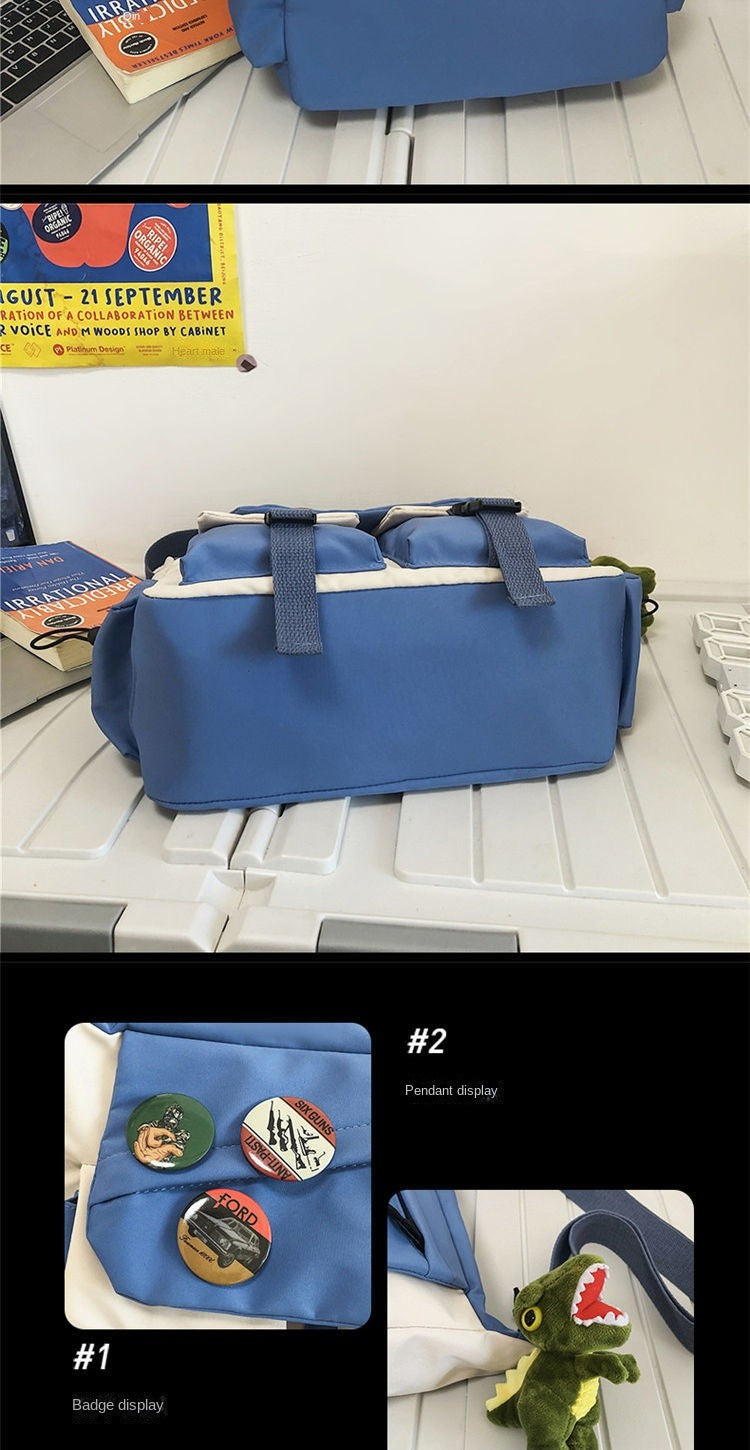 Japanese Simple Messenger Bag Student Nylon Waterproof Canvas Handbag Shoulder Crossbody Bags for Women Men Satchels Bolsas