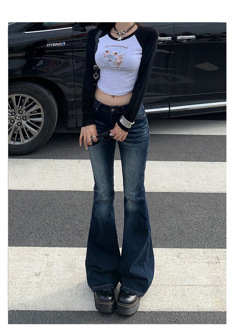 High Waist Jeans Womens Fashion Personality Slim Fit Retro Bell Bottoms Trousers Autumn Winter Jeans Women's Pants Women Pants