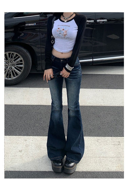 High Waist Jeans Womens Fashion Personality Slim Fit Retro Bell Bottoms Trousers Autumn Winter Jeans Women's Pants Women Pants