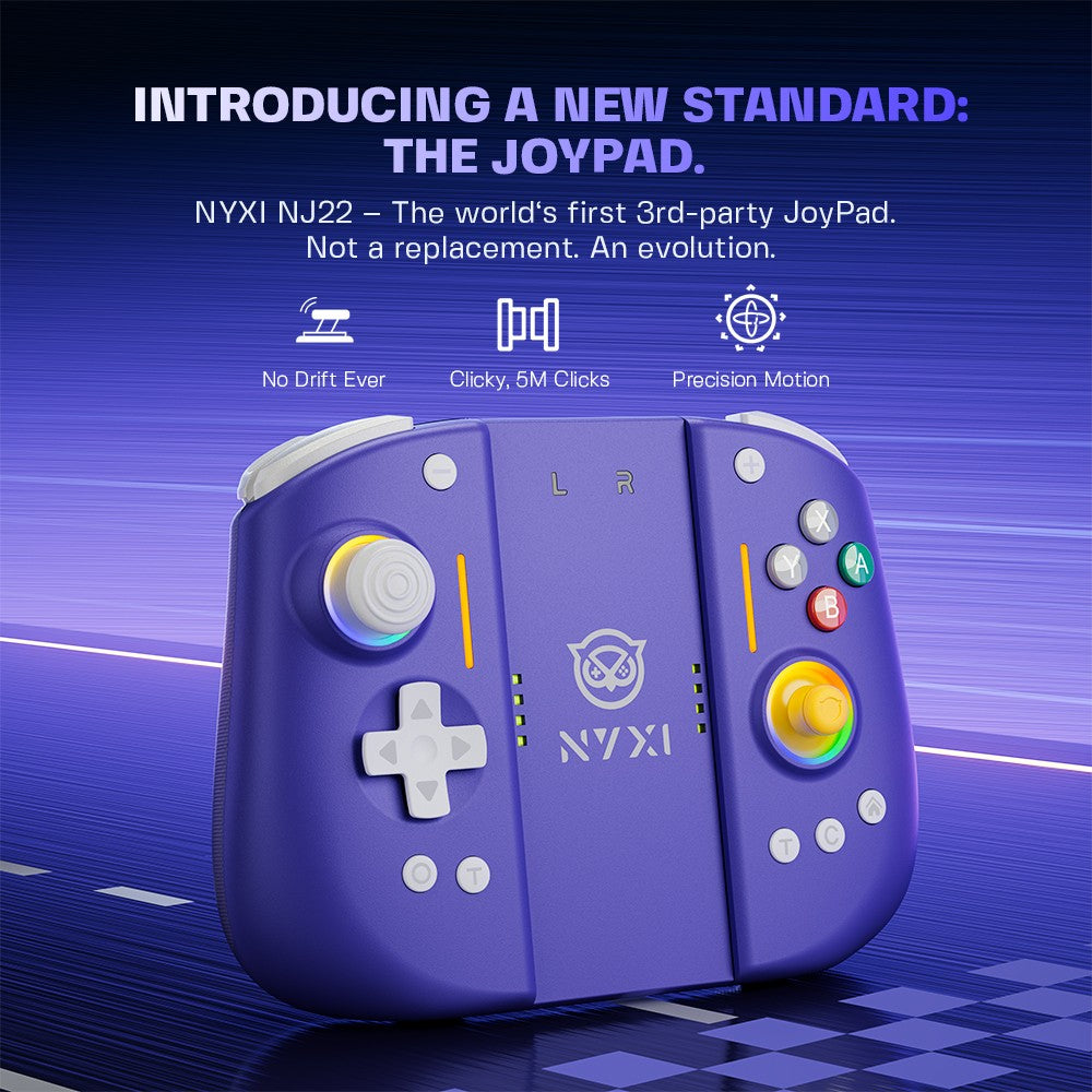 NYXI Hyperion 3 Purple Edition, Magnetic Modular Joypad for Switch 2, Hall Effect No Drift, Full Mechanical Buttons, 9-Axis Gyro, Pro & Handheld Mode