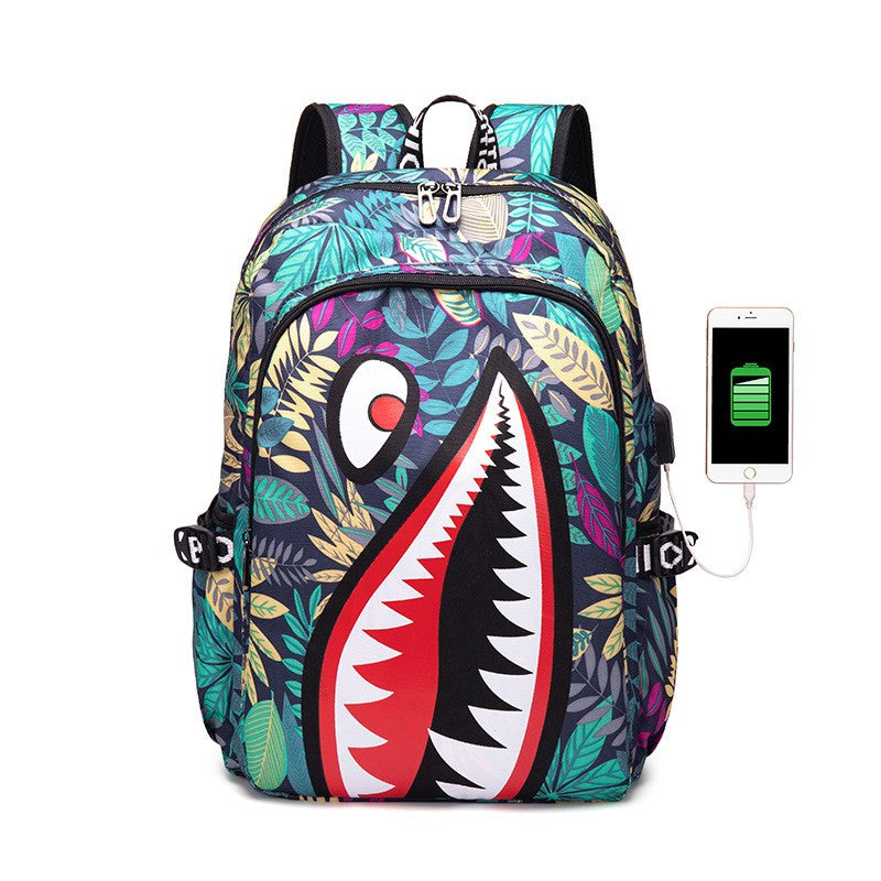 Mochila Escolar Infantil Mochila de Viagem Desenho Tubarão Mochila de Aluno do Ensino Fundamental Mochila Infantil