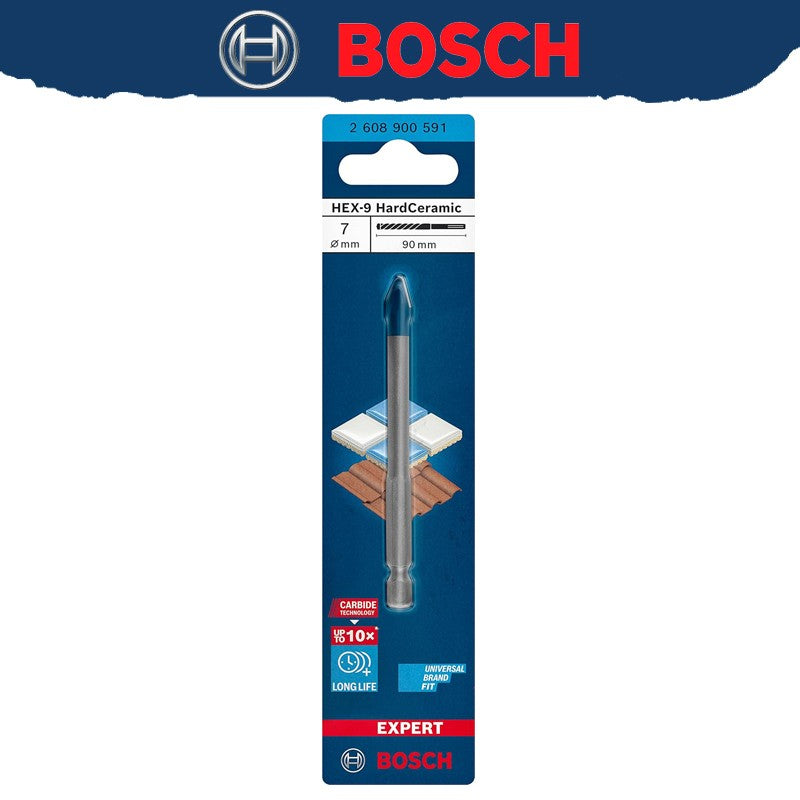BOSCH EXPERT HEX-9 Broca de cerâmica dura, vida útil 10 vezes mais longa, alta dureza do material, broca de pedra 2608900590 2608900588
