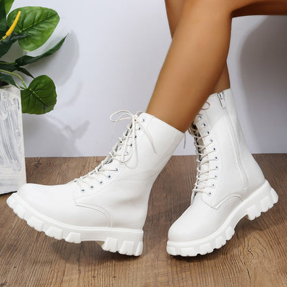 Autumn winter plus size new shoes Women Fashion Laceup Boots Chelsea Zipper Ladies  Sports Casual Heel  platform