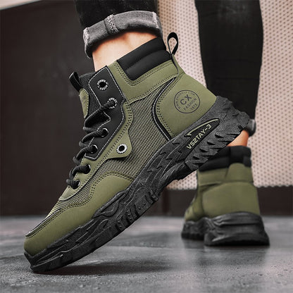 Botas de trabalho masculinas de inverno com cadarço, sapatos masculinos quentes de segurança, plataforma, tamanho 44, promoção, designer, antiderrapante, moda