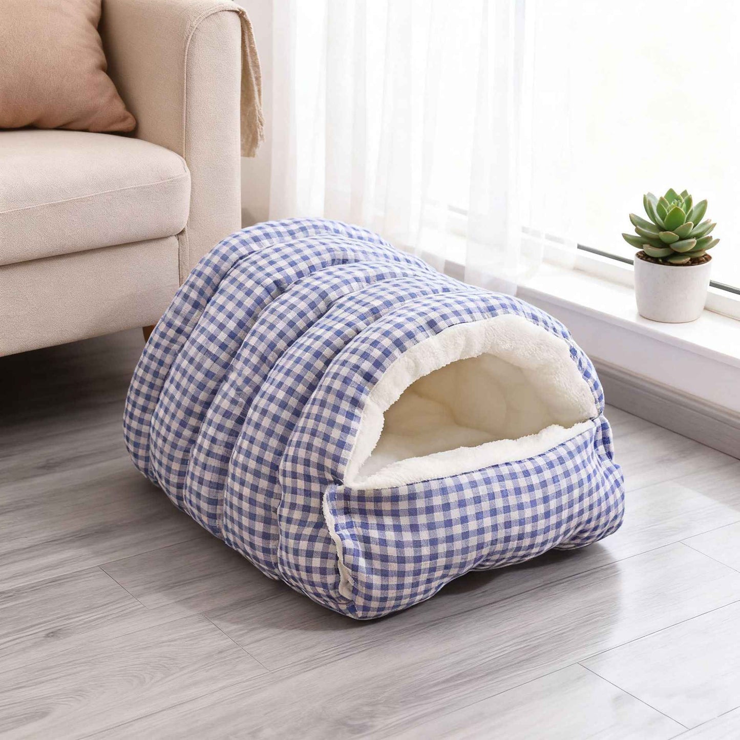 Casa de Inverno Quente e Fechada para Cães, Semiaberta, Tapete para Animais de Estimação Removível e Lavável, Sensação de Cama para Animais de Estimação para Cães e Gatos