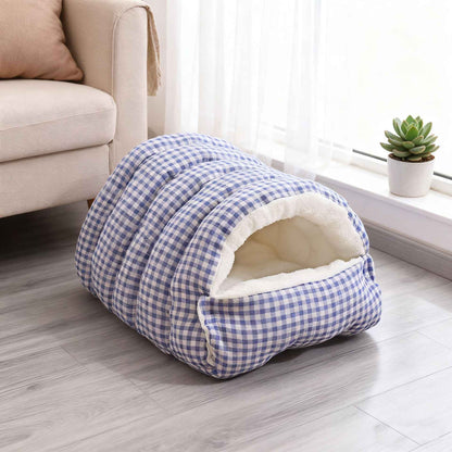 Casa de Inverno Quente e Fechada para Cães, Semiaberta, Tapete para Animais de Estimação Removível e Lavável, Sensação de Cama para Animais de Estimação para Cães e Gatos