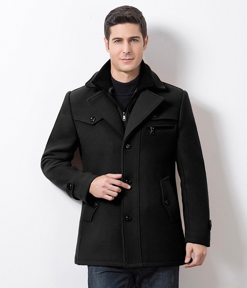 Winter Men's Jacket Oversized Wool Overcoat Solid Warm Pea Coats Thicken Casual Woolen Coat Men Clothing Parka A3F1303