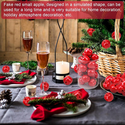 10/20/30Pcs Mini Artificial Plastic Red Apples Fake Fruit Models for Home Kitchen Party Christmas Ornaments Photography props