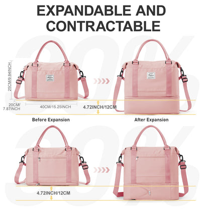 Travel Bags for Women Men, Expandable Handbag Travel Duffle Bag for Plane Ryanair 40x20x25 Cabin Weekend Bag Gym Bag Sports Bag