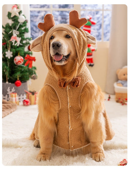 Roupas de Natal para Cães de Inverno Desenho Animado Vestido Médio e Grande Porte Golden Retriever Cão Grande Capa de Duas Pernas Vestido de Transformação