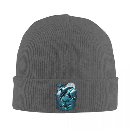Orca Aquatic Sea Ocean Top Tees Killer Whale Warm Knitted Cap Hip Hop Bonnet Hat Autumn Winter Beanies Hats for Men Women Adult