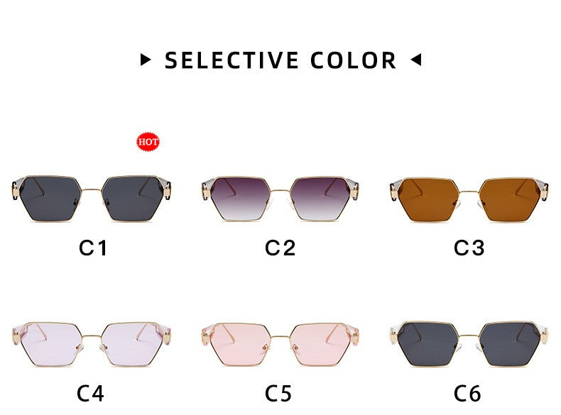 Metal Rectangle Sunglasses Women Fashion High Quality Frame Glasses Vintage Brand Designer Eyewear UV400