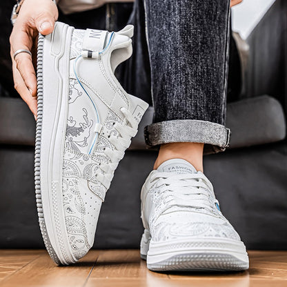 Mens Board Shoes Daily Street Trendy  Comfortable Flat Tennis Shoes Lightweight Thick Soled Casual Sneakers for Men