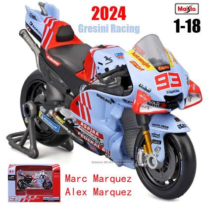 Maisto 1:18 2024 Gresini Racing MotoGP #93 Marc Marquez #73 Alex Marquez moto em liga leve fundida modelo de coleção brinquedo de presente