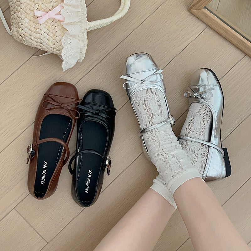 Designer Spring Women Mary Jane Shoes Fashion Square Toe Ladies Comfort Soft Sole Flats Women's Comfort Ballerinas Shoes