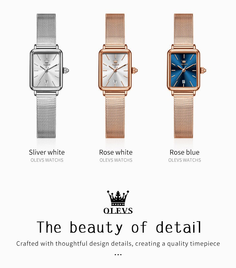 OLEVS Ultra Thin 8mm Women's Watches With Gift Box Fashion Elegant Rose Gold Mesh Steel Strap Luxury Quartz Watch for Woman 3692