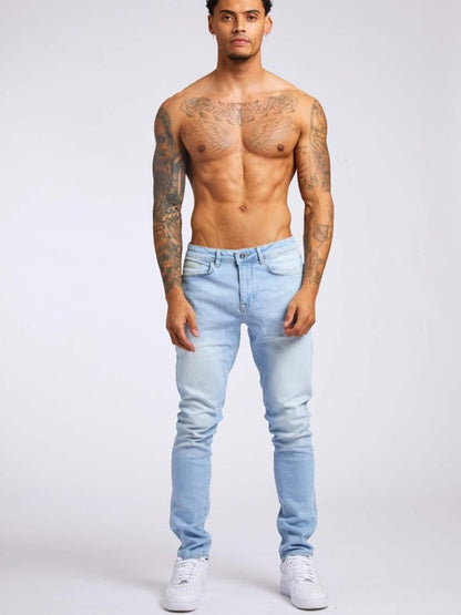 Calça Jeans Masculina Elástica Skinny Cor Sólida Calça Lápis Elástica Jeans Slim Fit Corrida Streetwear Calça Jeans Casual Preto