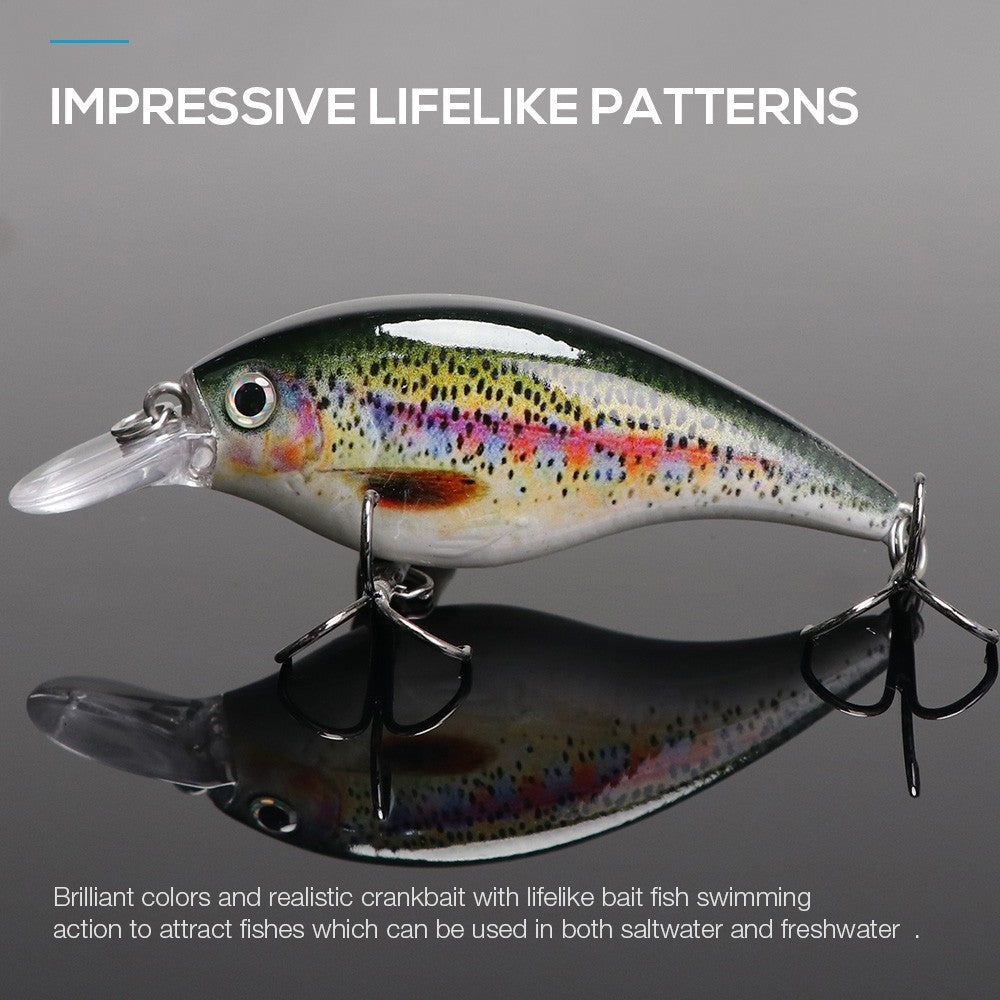 TREHOOK 6cm 10g Black Minnow Iscas de Pesca de Truta Flutuante Dura Wobbler Crankbait Jerkbait Isca Artificial para Baixo e Truta