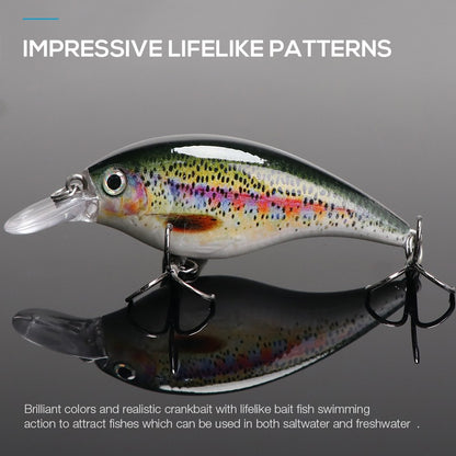 TREHOOK 6cm 10g Black Minnow Iscas de Pesca de Truta Flutuante Dura Wobbler Crankbait Jerkbait Isca Artificial para Baixo e Truta