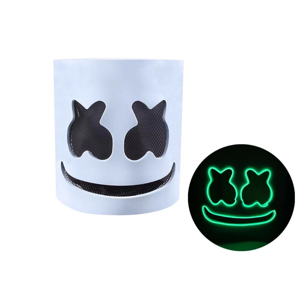 Party Decor LED Halloween Luminous Head Cover Glowing Plastic DJ Marshmallow Mask Universal Neon Headgear Bar