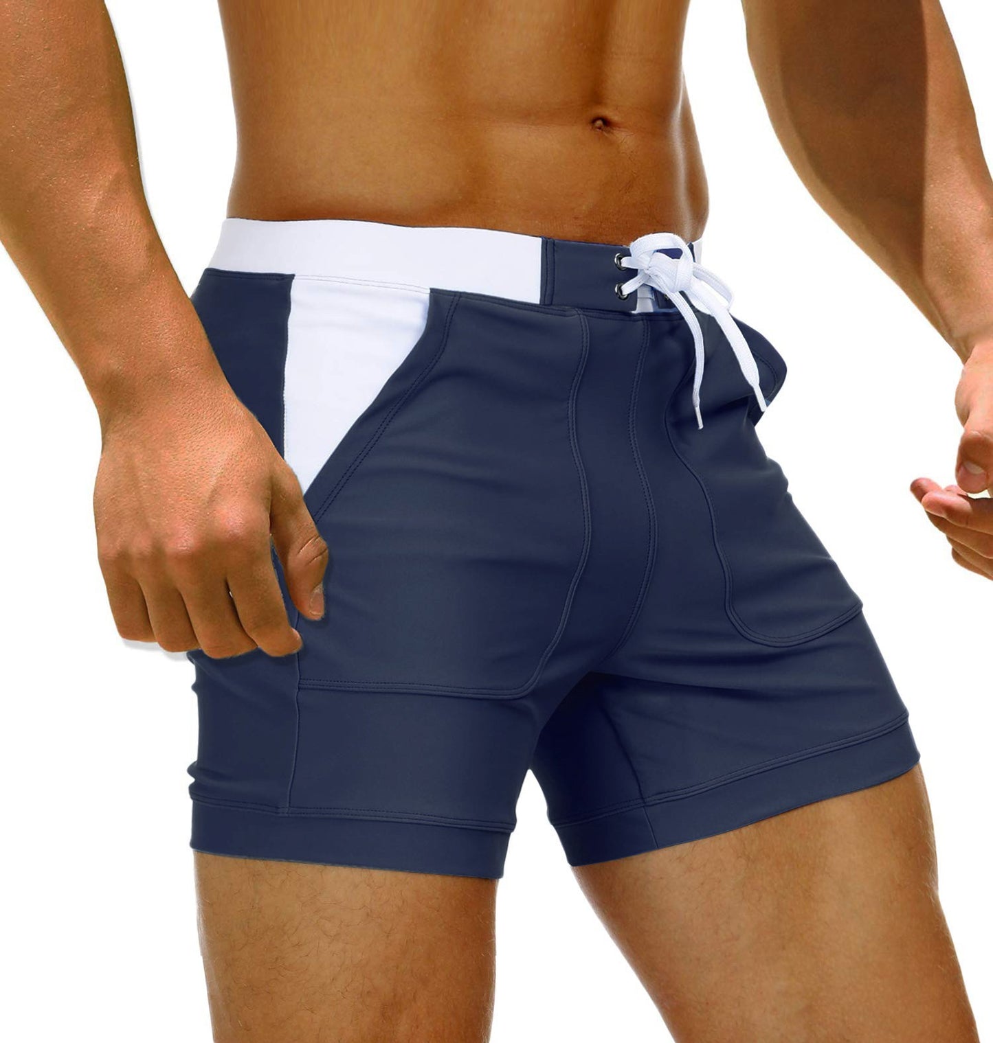 TACVASEN Summer Swimming Board Shorts Mens Beach Shorts Brief Boxer Trunks With Pocket Quick Dry Outdoor Casual Swimwear Bottoms