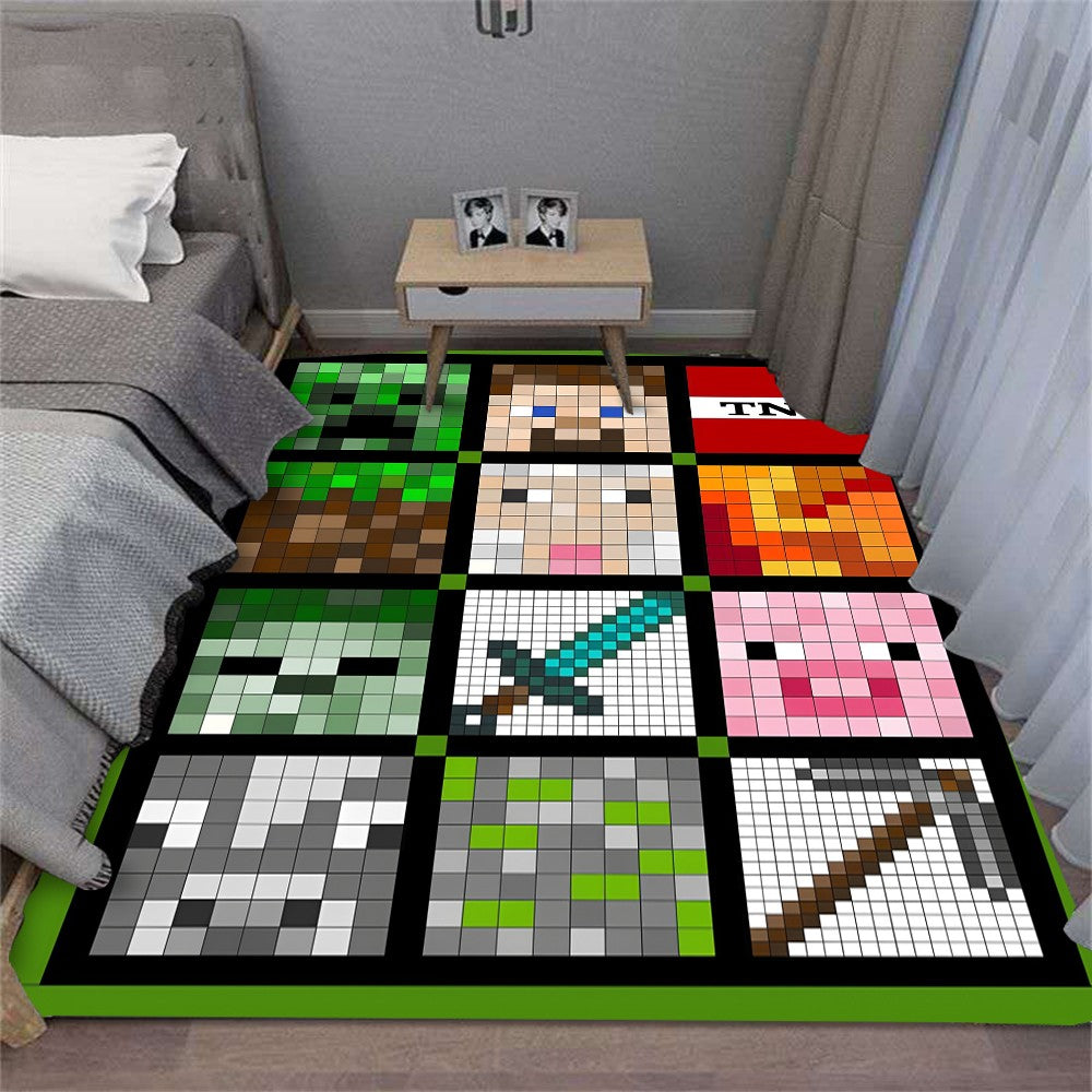 MINISO Trendy Pixel Game Art Floor Mat for Living Room Bedroom E-Sports Room Durable Washable Rug Modern Decor Gift for Gamer