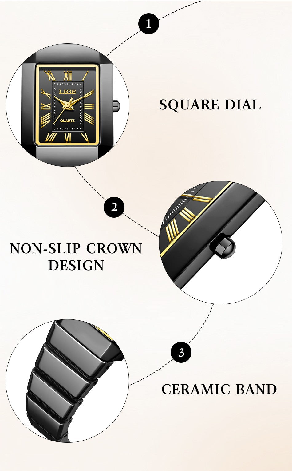 New Fashion LIGE Woman Watch Elegant Luxury Ceramic Strap Waterproof Simple Dial Quartz Women's Watches Ladies Gifts Reloj Mujer