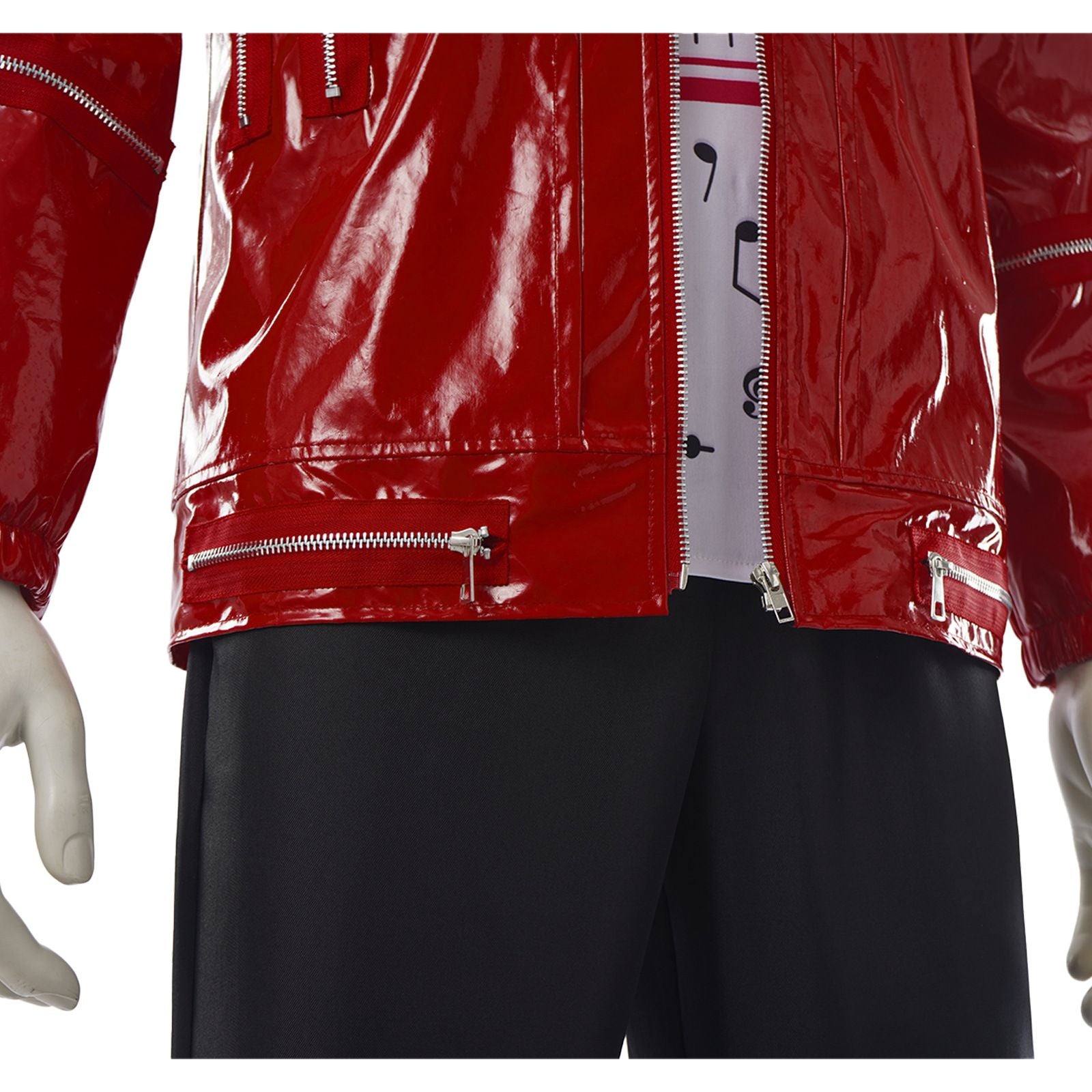 Red Zipper Michael Jackson MJ Beat It Jacket for Impersonators PU Leather Punk Casual Coat Halloween Stage Christmas Outwear Cos