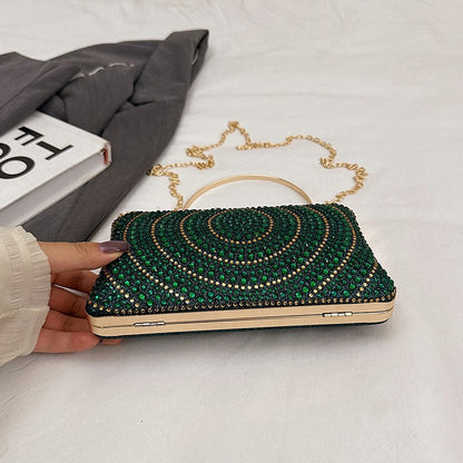 Luxury Women's Evening Bag Sparkling Rhinestone Handbag Fashion Chain Crossbody Bag Elegant Wedding Dress Party Banquet Clutch