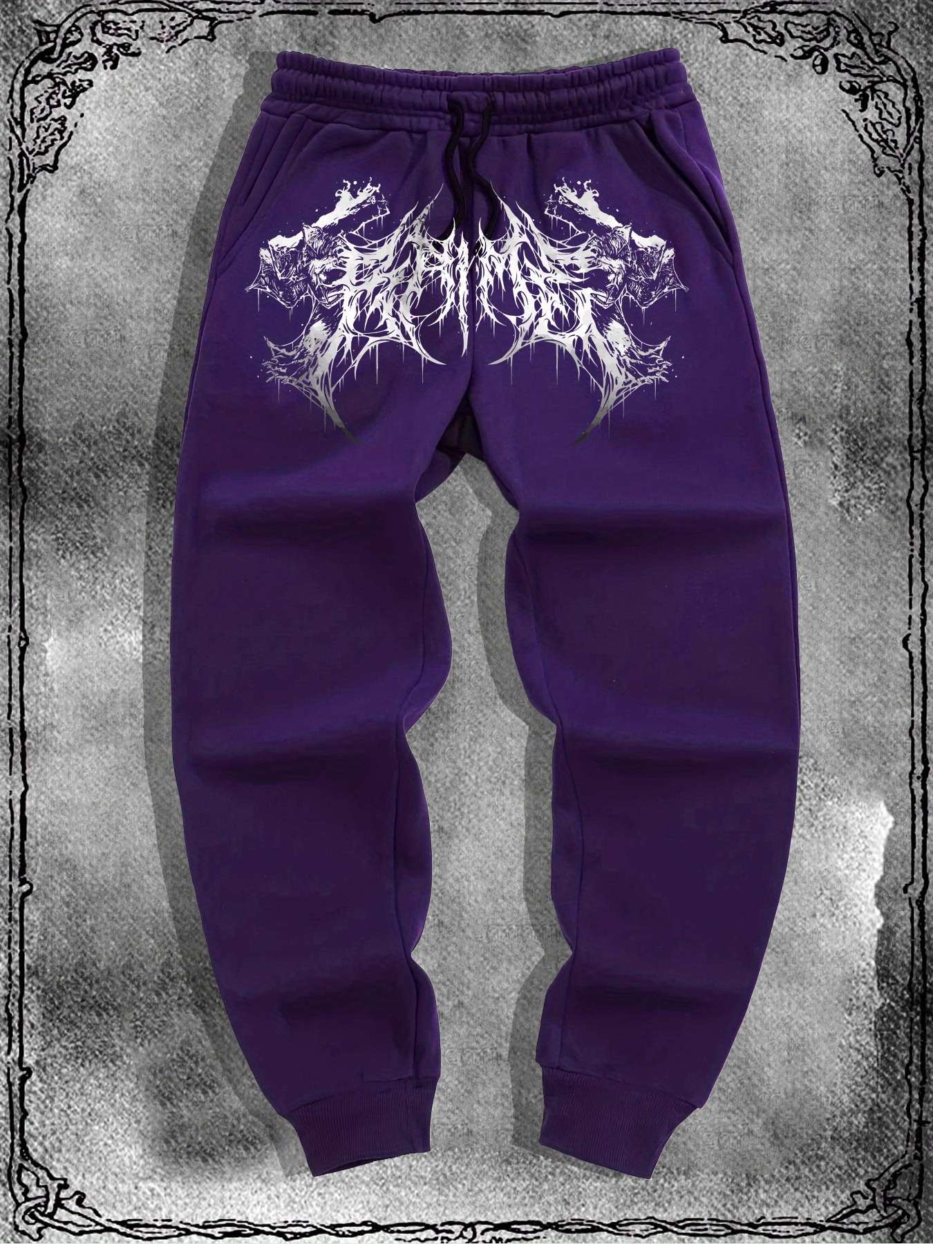 White Bandana Pattern Print Drawstring Sweatpants Loose Fit Unisex Joggers Purple Black Red Brown Grey Casual Fall Winter