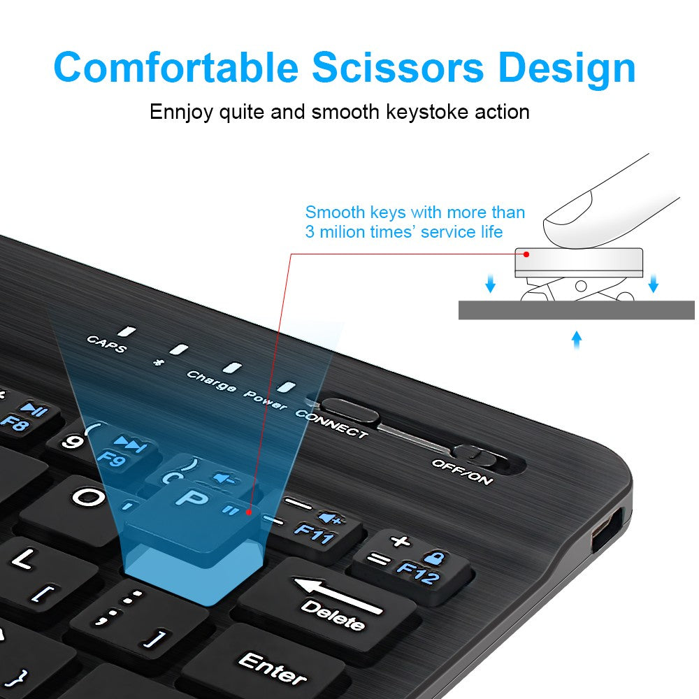 Teclado Bluetooth Mini Teclado 200mAh Recarregável Teclado Silencioso Sem Fio Teclado Gamer para Laptop Tablet Mac OS Windows