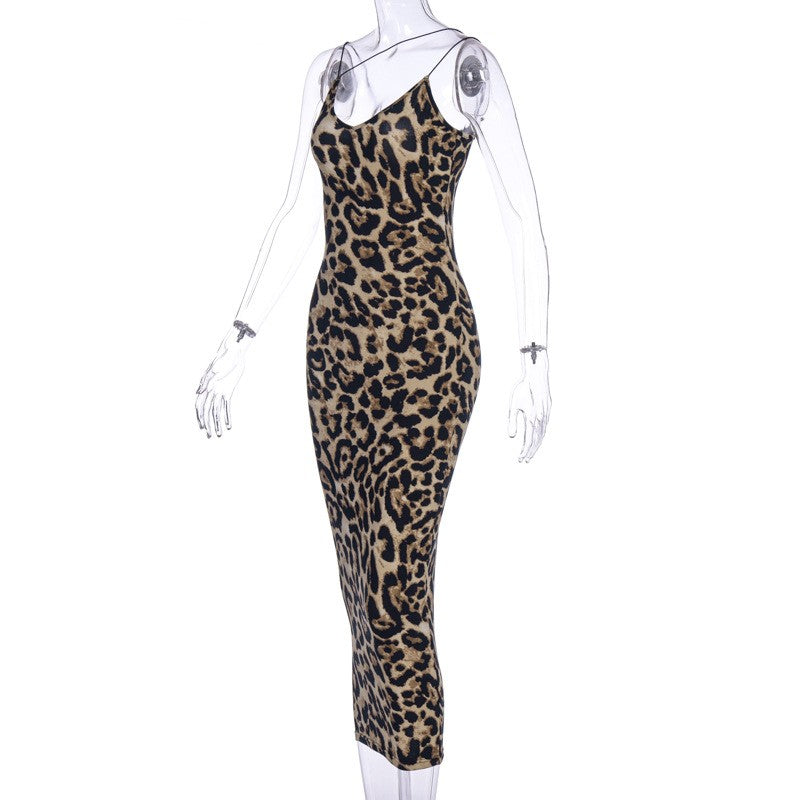 Dulzura Women Party Club Evening Streetwear Leopard Bodycon Midi Dress 2024 Summ