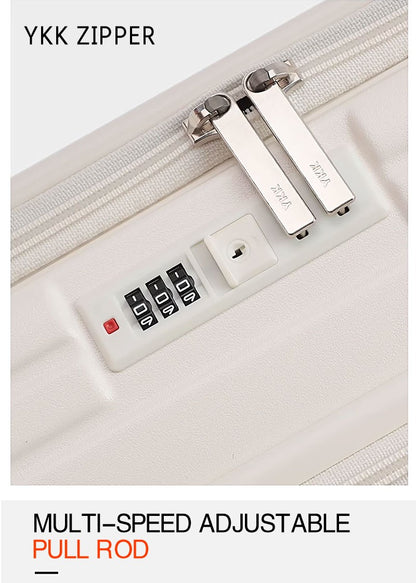 Large Capacity Expandable Suitcase Multi-Function Side Opening Luggage Boarding Case Cup Holder Shock-Absorbing Brake Wheels