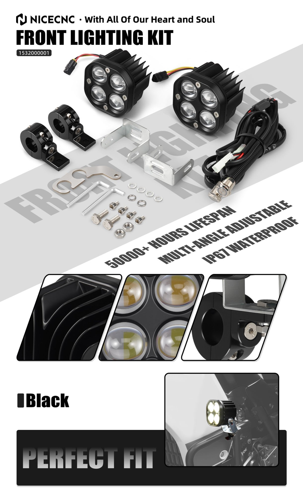 NICECNC para Yamaha Tenere 700 2019-2024 2020 2021 2022 2023 Luz Auxiliar de LED para Motocicleta Kit de Luzes Adicionais Dianteiras